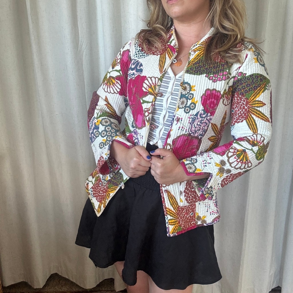 Revisable Kantha Cotton Quilted Jacket • Size: S